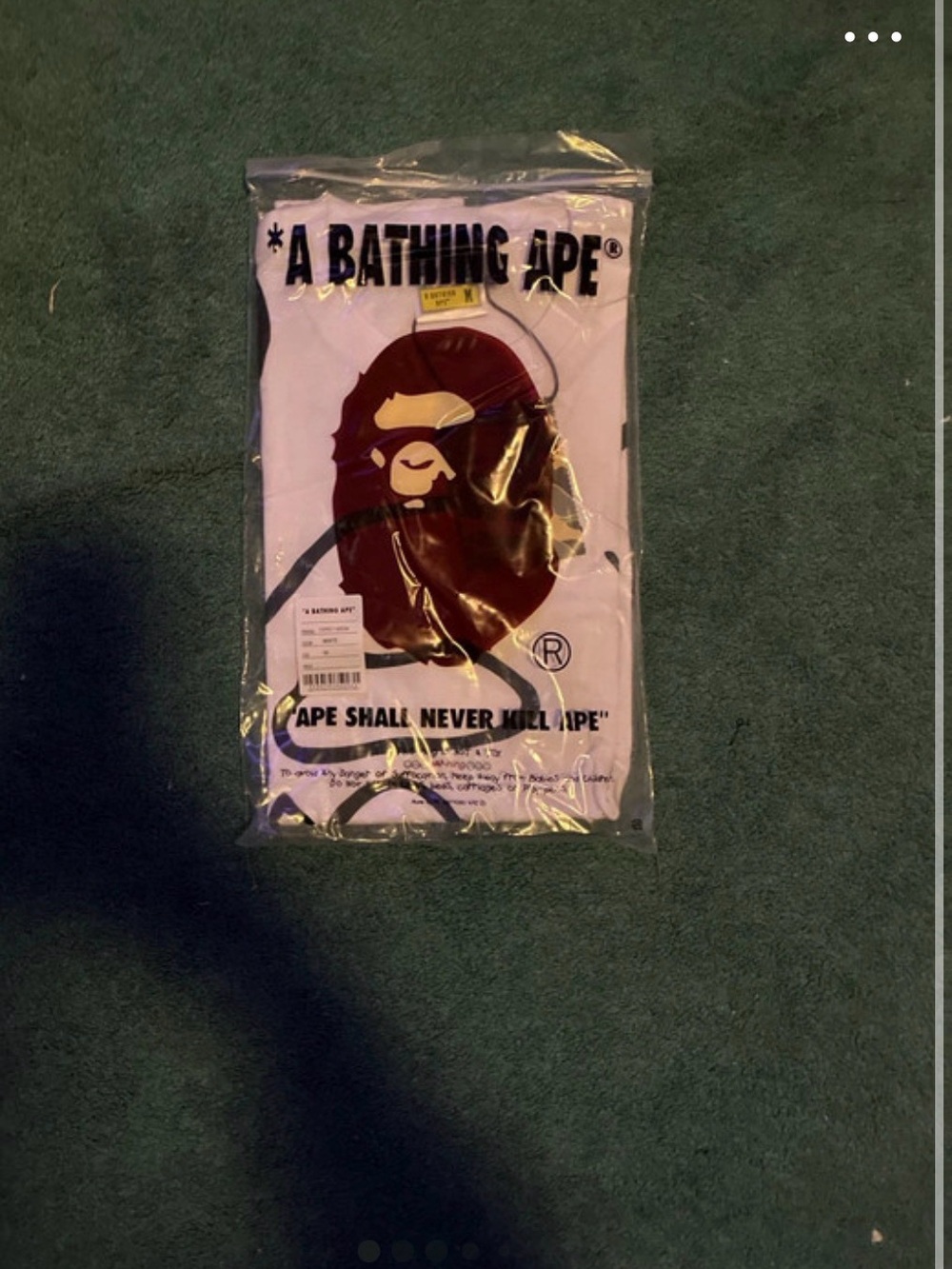 A Bathing Ape White Short Sleeve Tee with Brown Ape Graphic